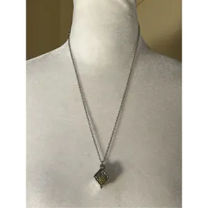 Silver Tone Tree Cage Box Glow in the Dark Necklace thumbnail 2
