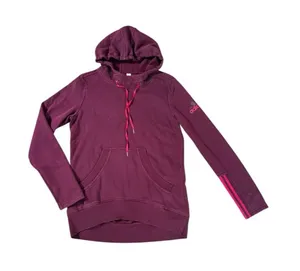 Women’s Adidas maroon pullover hoodie sweatshirt thumbnail 1