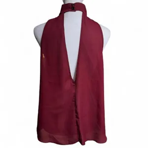Wet Seal Maroon Choker Neck Sleeveless Blouse Medium Y2K Office Siren thumbnail 4