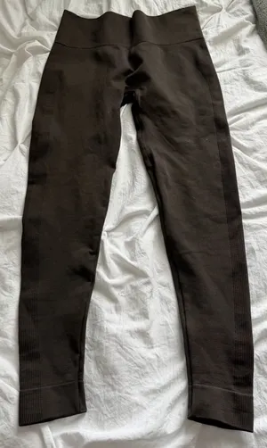 SET Active Women’s Ribbed Medium Brown Leggings *flaw read thumbnail 1