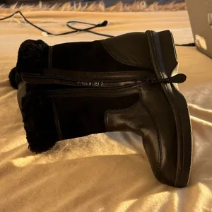 HOOPOE Fur Leather Winter Boots Size 7 Black thumbnail 9