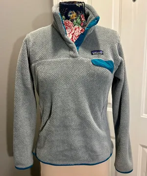 Patagonia Women’s Re-Tool Snap-T Fleece Pullover Medium Gray Teal GUC Polartec thumbnail 1