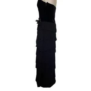Xscape Joanna Chen Velvet Chiffon Strapless Dress 12 Prom Glam Goth Drop Waist thumbnail 14