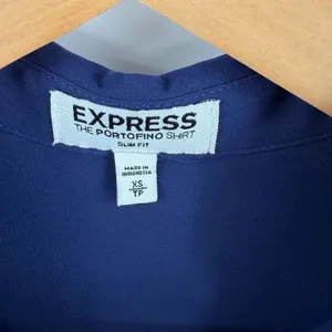 Express women’s the portofino navy slim fit long sleeve tie cuff blouse size XS thumbnail 3