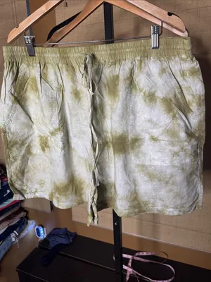 NWT Cotton Bleu Olive Tie Dye Drawstring Shorts 2X Lightweight Cotton thumbnail 2