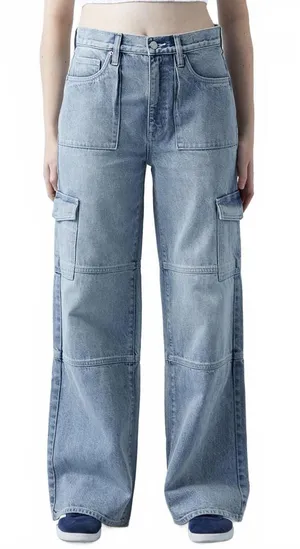 Pacsun Eco Light Indigo Mid Rise Baggy Cargo Jeans NWT Kiana Size 26 thumbnail 1