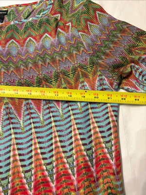 new directions Multicolor Zigzag Tie-Neck Women’s Tunic SZ L thumbnail 8
