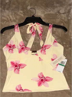 Derek Heart orchid-print halter top. thumbnail 2