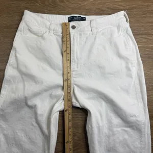 Hollister Ultra High Rise Mom Jeans Women's 13R White Crop Ankle Stretch Coastal thumbnail 8