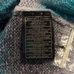 NWT BB Dakota Sweater Wool Boho Cozy Casual Fuzzy Casual Ombre‎ Stripe Blue XXL thumbnail 6