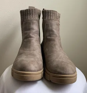 Blowfish Moor Lug Sole Leather Boot (Sz 8.5) Sea Mushroom Prospector/Tech Knit thumbnail 7