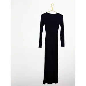 Skims Soft Lounge Maxi Dress Size Small Black Ribbed Long Sleeve Bodycon thumbnail 11