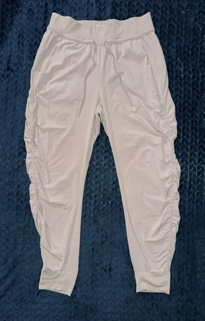 Athleta Attitude Ruched Leg Elastic Drawstrings Waist Pants Pink‎ Size 6 thumbnail 1