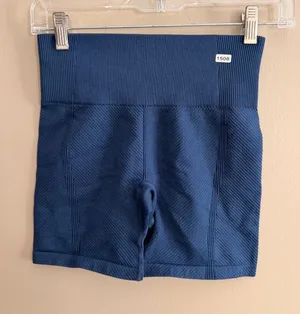 New Balance S Womens Seamless High-Waist Biker Shorts Navy Blue Size S Ribbed Te thumbnail 1