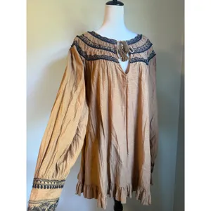 Free People Embroidered Tassel Boho‎ Mini Dress Brown Black m whimsi cottage Y2K thumbnail 2
