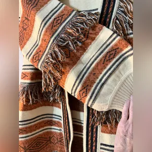 SAINTS & HEARTS WEST IS BEST FRINGE CARDIGAN Women's Multicolor Striped Sweater thumbnail 4