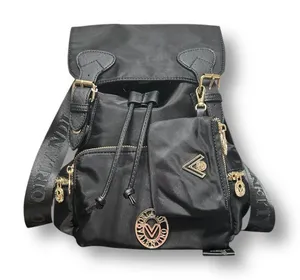 Valentino Orlandi‎ Black Vegan Nylon Backpack w/ Pouch Logo Gold Hardwarware NWT thumbnail 1