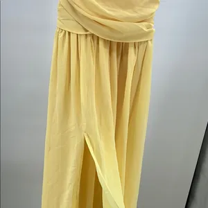 Moonlight Serenade Yellow Strapless slit Maxi Dress S formal bridesmaid party thumbnail 6