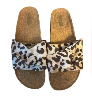 Aerie Leopard Print Cork Knot Slide Sandals thumbnail 1