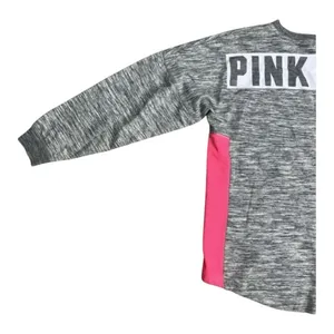 Victoria's Secret PINK Bling Holographic Foil Varsity Crew Sweatshirt Large Grey thumbnail 9