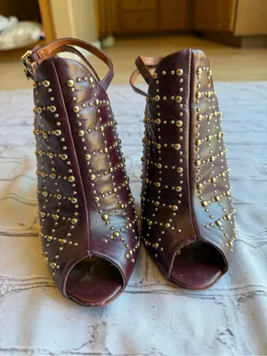 Schutz Slingback Peep-Toe Studded Heels 6B Leather Rocker Going Out Party thumbnail 9