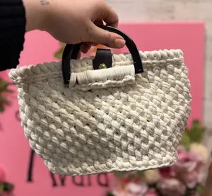 Ivory white Crochet hand bag thumbnail 1