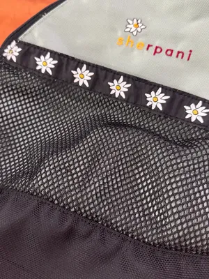 Vtg Sherpani Mint Green Black Daisy Accent Mini Backpack adjustable straps thumbnail 3
