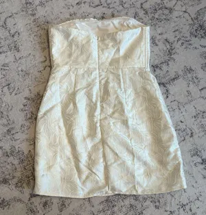 Lulus Enchanting Bombshell Cream Floral Jacquard Strapless Mini Dress Medium NWT thumbnail 4