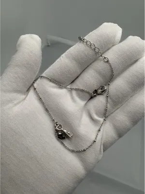 NR Silver Stainless Steel Heart & Key Charm Cable Chain Anklet, Lobster thumbnail 4