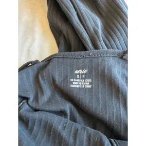 Aerie Ribbed Knit Button‎ Front Midi Dress Black Sleeveless Small thumbnail 3