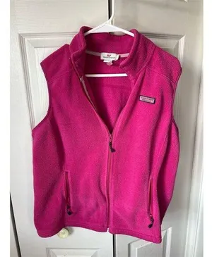 Vineyard Vines Women's Pink Fleece Vest Size L Casual Sleeveless thumbnail 1