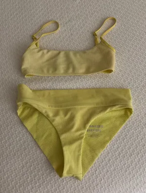 Frankie's Bikinis Yellow Ribbed Two-Piece Swim Set thumbnail 2
