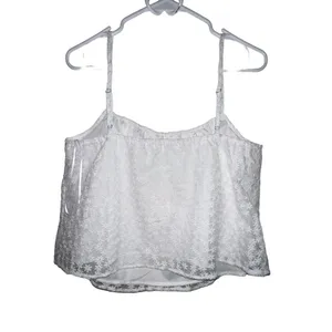 Heatherly‎ Tamar White Floral Embroidered Lace Cropped Cami Tank Top Women Large thumbnail 3