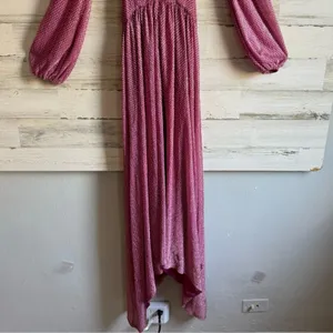 Ramy Brook Cutout Waist Metallic Polka Dot Lebron Gown Maxi‎ Dress Pink V-neck thumbnail 8