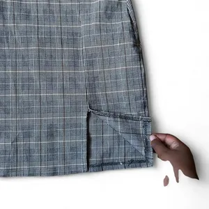 Plaid Mini Dress Gray Black Spaghetti Strap Y2K Twee Prep School Office Siren thumbnail 4