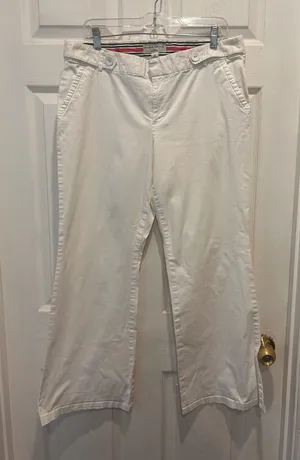 Banana Republic Martin Fit White Wide Leg Chino Pants Womens 14 Nautical Minimal thumbnail 1
