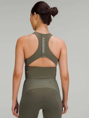 Lululemon Logo Elastic Everlux Shelf Tank Top Army Green / White Opal 8 thumbnail 6