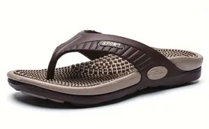 Sport Men's Massage Flip-Flops in Brown and Taupe thumbnail 1