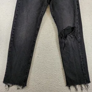 Levis Premium Wedgie‎ Straight Jeans Black Distressed Raw Hem 28x28 34964-0146 thumbnail 8