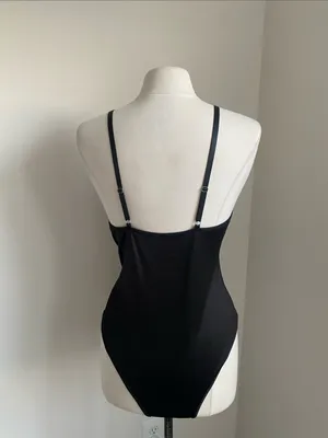 Satin One-Piece Bodysuit Womens Sz Large Black thumbnail 5