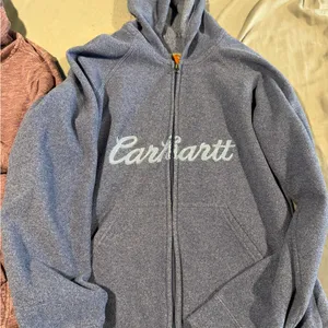Carhartt women’s Zip-Up Sweater in Blue and Purple thumbnail 2