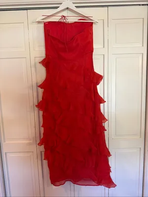 Hutch Lou ruffled tiered square neck halter midi dress thumbnail 5