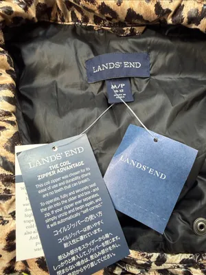 Lands' End NWT Leopard Print Down Filed Lightweight Packable Puffer Jacket thumbnail 7