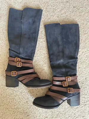 Freebird by Steven Jules Leather Suede Harness Knee High Boots Size US 10 thumbnail 1