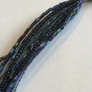 Elegant Rainbow Coated Black Beaded Boho Necklace thumbnail 3