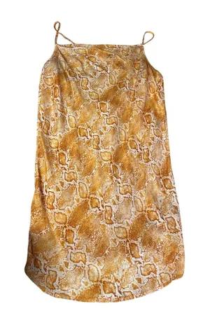Billabong x Sincerely Jules Orange Snakeskin Cowl Neck Open Back Mini‎ Dress M thumbnail 1