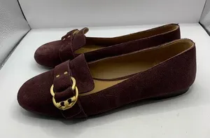 Women's 6 Tory Burch Marden Suede Flats Malbec Purple thumbnail 1