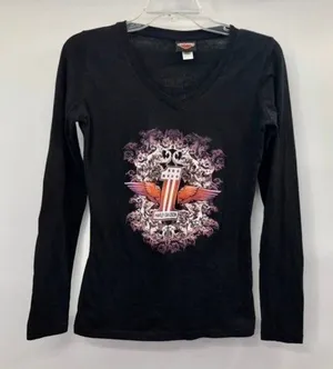 2015? Harley Davidson V-Neck T-Shirt Womens S Used thumbnail 1