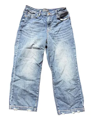 Judy Blue Wide Leg Crop Jeans Womens 11/30 Blue Distressed Raw Hem JB88592 Denim thumbnail 1