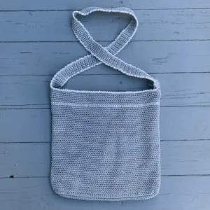 Grey/White Zip Up Knit Crossbody Bag Purse thumbnail 1